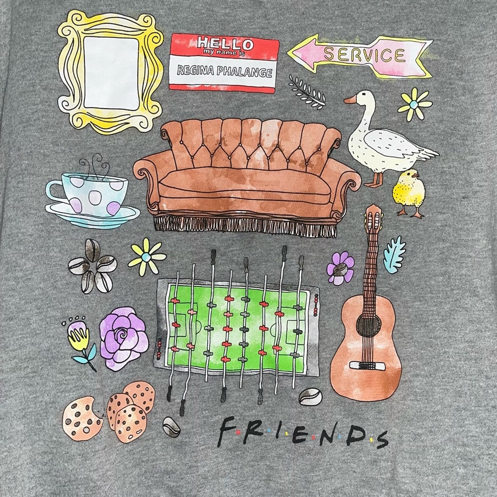 Friends The Television Show Long Sleeve Gray Cropped Graphic Sweatshirt Medium